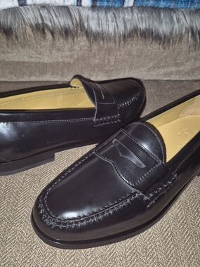 🔥Cole Haan Nike Air 9.5 US Men's Penny Loafers Black Polished Premium Leather